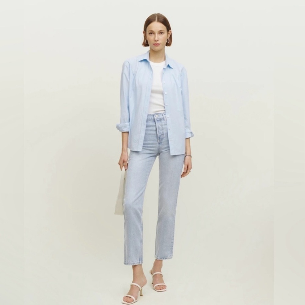 Reformation Cynthia High Rise Straight Rigid Denim Jean Tahoe Light Blue 25P